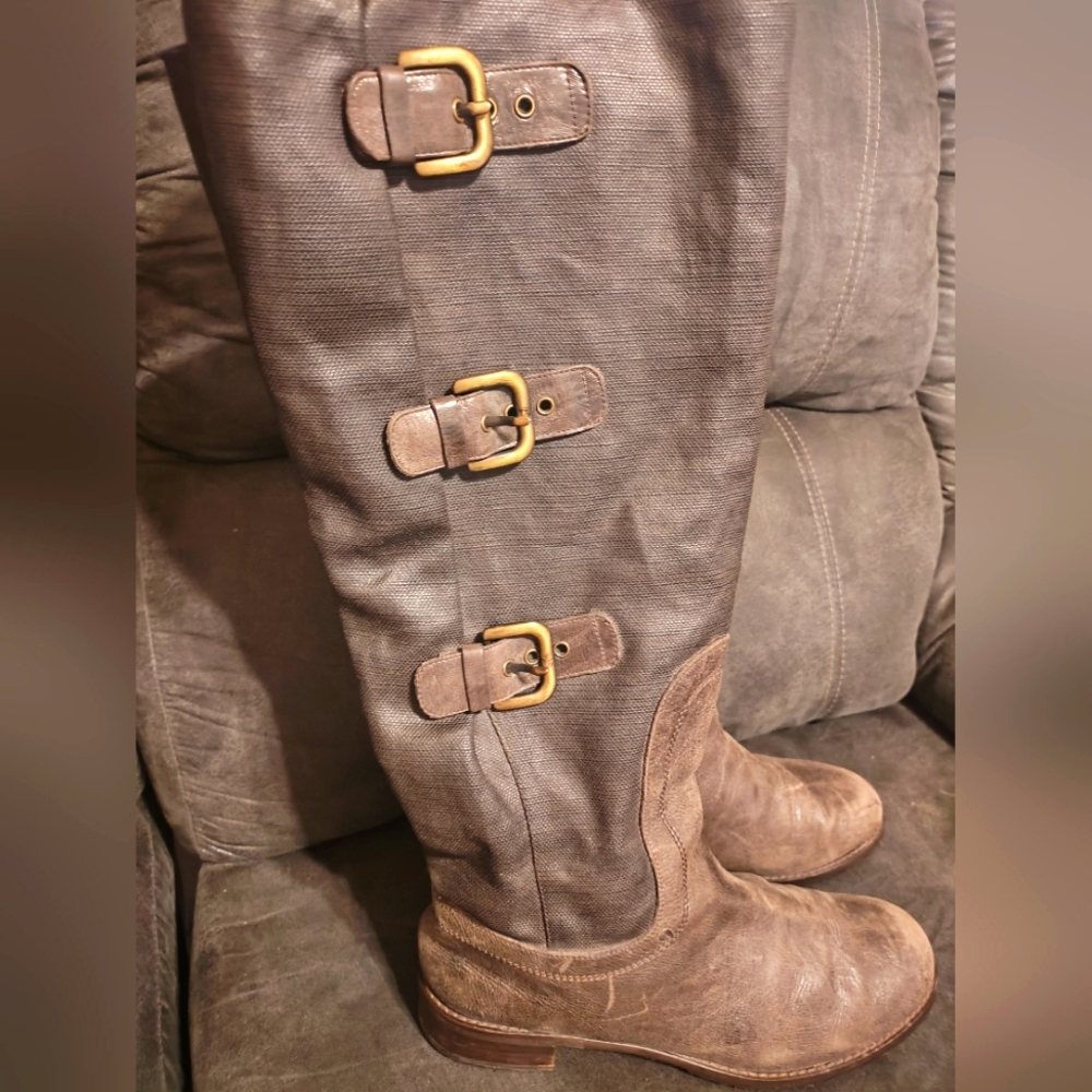 STUART WEITZMAN LUDLOW RIDING LEATHER BROWN BUCKLE BOOTS 10 M Gossip Girl